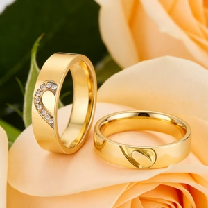 Anillos <span class=keywords><strong>de</strong></span> Boda Titanfitz <span class=keywords><strong>de</strong></span> 6 mm con Forma <span class=keywords><strong>de</strong></span> Corazón, Chapados en Oro <span class=keywords><strong>de</strong></span> 24K, <span class=keywords><strong>Acero</strong></span> Inoxidable 316L, <span class=keywords><strong>para</strong></span> Parejas, Hombres y Mujeres - Product Image 2