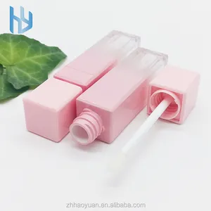 Fast Shipping Private Label Sexy Girl 8 ml High Quality Beauty Sweet Pink Gradient Square Empty Clear Lipgloss Wand Tubes