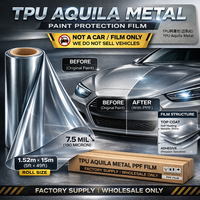 Film de protection de peinture TPU Aquila métallisé de 3 mètres, sur mesure, 7,5 mil, finition métallique brillante, auto-réparateur, changeant de couleur