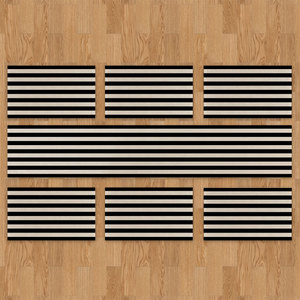 Chemin de table personnalisable en polyester tissé 100% avec imprimé géométrique à rayures noires et blanches, résistant à l'huile - Product Image 3