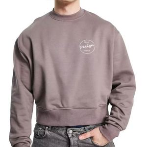 Wholesale Cropped Streetwear O-Neck Raglan Men's Winter Sweatshirt-Solid Color 100% Polyester Lightweight - Product Image 6