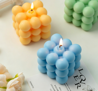 Bougie miniature personnalisée en cire de soja, bougies Rubik's Cube, couleurs bonbons, huile parfumée, fabrication artisanale, moderne, pour les fêtes