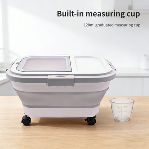 Foldable Pet Food Storage <b>Bucket</b> with Lid and Wheel Easy to Clean and Storage Waterproof and Moisture-proof - Product Image 2