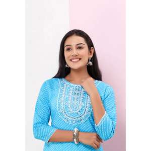 Ensemble de Kurta pour femmes élégant fait à la main tenue en coton confortable avec pantalon Dupatta vêtements ethniques décontractés Kurta au prix de gros - Product Image 5