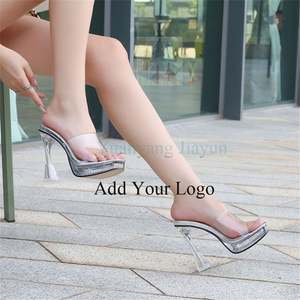 Chanclas de cristal con pantuflas para <span class=keywords><strong>mujer</strong></span> con cinta transparente con estampado de leopardo Hate Sky High - Product Image 1