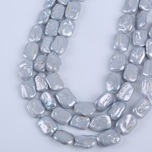 Perlas Barrocas Naturales de Agua Dulce de 14-16 mm, Color Gris Blanco, Perlas Sueltas con Orificio Pasante - Product Image 3