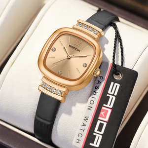Montres à quartz en <span class=keywords><strong>cuir</strong></span> pour femmes SANDA, marque haut de gamme, style minimaliste, <span class=keywords><strong>bracelet</strong></span> en <span class=keywords><strong>cuir</strong></span> or rose, <span class=keywords><strong>montre</strong></span> classique pour <span class=keywords><strong>femme</strong></span> - Product Image 1