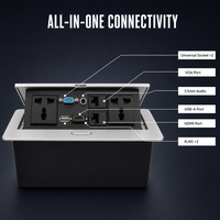 Boîtier d'alimentation multimédia de table 5 ports USB Type-C 5 prises RJ45 Réseau Anti-effraction Alliage d'aluminium Prise de bureau pour conférence