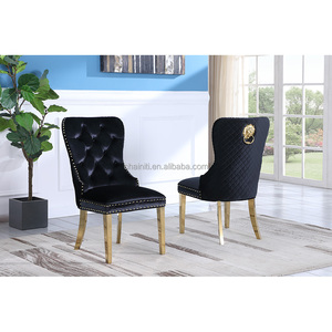 Silla de Comedor Moderna de Terciopelo Blanco con Respaldo Acolchado y Botones Decorativos, Patas de Metal Dorado, Muebles de Lujo para el Hogar, Silla para Hotel/Restaurante - Product Image 2