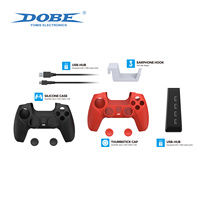 DOBE 7-in-1 PS5 Spielzubehör-Set mit Ladestation, Silikonhülle, Gaming-Kopfhörerhalterung und Thumbstick-Kappen für PS5