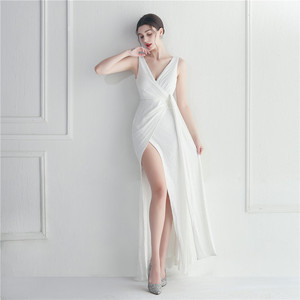 Vestido de lentejuelas boutique de fuente cruzada con borde, modelo de coche socialite, cena, vestido de señora gorda, vestido de talla grande, talla grande - Product Image 4