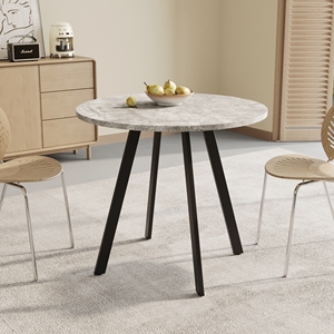 Modern Minimalist Circular Dining <b>Table</b> Gray Cement Texture Metal <b>Legs</b> For Restaurant Kitchen Office Use - Product Image 2