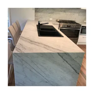 Custom carrara venato veins white marble kitchen white marble counter bar top table top kitchen marble counter