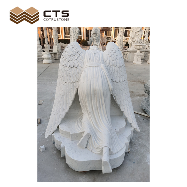 Cemetery Goddess Statue Selected Quality Outdoor Marble Stone Curved Religious Sculpture Art