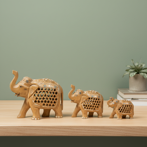 Elefante tallado en madera hecho a mano indio para tronco de Casa arriba tronco abajo debajo de elefante cortado estatuilla y estatua - Product Image 3