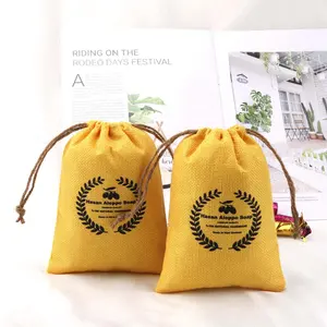 Eco-friendly Reusable Jute Sack Hemp Drawstring Tea Coffee Packaging Bag Custom Logo Linen Jute Burlap Christmas Gift Pouch