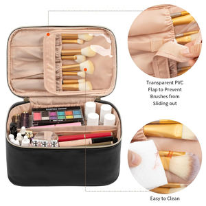 בתפזורת אישית גדולה, שחור גדול גדול ריק שחור בד בד חול תיק איפור עם מברשת - Product Image 4