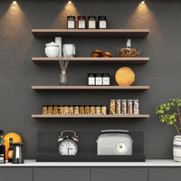Étagères murales flottantes autocollantes à quatre niveaux de 32 cm pour salon, chambre, salle de bain, cuisine - Plastique noir