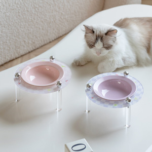 Tazón de Cerámica de Alta Calidad <span class=keywords><strong>para</strong></span> Mascotas, Tazón <span class=keywords><strong>para</strong></span> Comida y Agua <span class=keywords><strong>para</strong></span> Gatos y Perros con Soporte Acrílico, Mesa de Comedor, Suministros <span class=keywords><strong>para</strong></span> Alimentación de Mascotas - Product Image 3