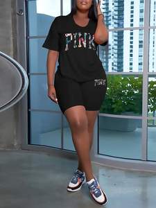 T-shirt pantaloncini da motociclista tute da ginnastica da donna 2 pezzi - Product Image 5