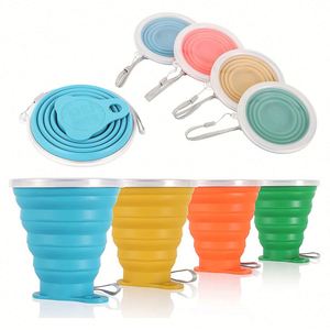 Vasos Plegables de Silicona Portátiles con Logotipo Personalizado, Reutilizables para Senderismo, Camping, Viajes, con Tapas, Taza de Agua Plegable - Product Image 1