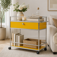 Chariot roulant modulaire en métal violet avec tiroir, cadre chromé, table d'appoint pour salon et chambre, en acier, taille et couleur personnalisables