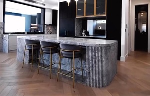 Mesa de Centro Moderna Personalizada, Impermeable, de Gran Formato, con Superficie y Laterales de Mármol Acanalado Encolado <span class=keywords><strong>para</strong></span> Villa - Product Image 4