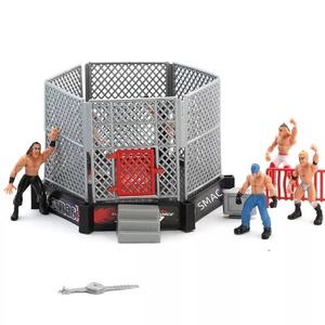 Ensemble de figurines de lutteur en plastique transfrontalier avec ring hexagonal, modèle de scène, gladiateur, poupée de lutte, ornements, jouet pour bébé - Product Image 1