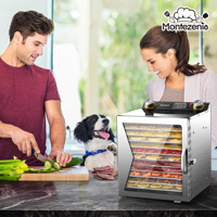 10-bakjes elektrische voedseldroger 450W 0-24 uur timer 30-90°C SUS304 roestvrijstalen bakjes energiezuinigheid klasse A+++ voor vlees