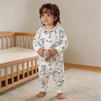 Combinaison-pyjama unisexe pour nourrissons et tout-petits en pur coton, motif dessin animé, fermeture à boutons, nouveau-né 0-12 mois, longue