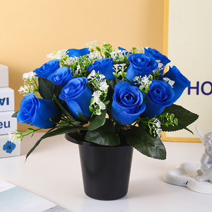 Chậu hoa giả 12 bông hồng để trang trí nghĩa trang, quét mộ, hoa trang trí tang lễ - Product Image 4