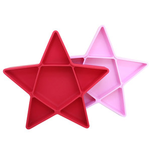 Assiette d'alimentation pour bébé en forme d'étoile, rouge et rose, de qualité alimentaire, pour enfants de 24 mois et plus, plateau divisé pour les repas - Product Image 1