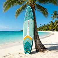 Vente en gros : Planche de paddle gonflable tropicale turquoise 11' x 33" avec double pagaie, ensemble complet Drop Stitch, usine OEM, CE, BSCI