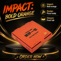 Boîte à pizza orange ou de couleur personnalisée, en carton alimentaire, avec couvercle à charnière imprimé sur mesure, emballage à emporter