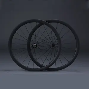700C碳轮对公路自行车车轮盘式制动自行车轮辋38敲门器