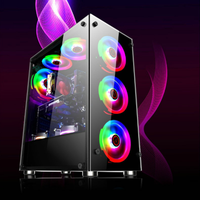 Boîtier de PC de jeu ATX de bureau avec ventilateurs RGB de 120 mm, panneau frontal en verre trempé