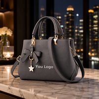 Sac fourre-tout de luxe en cuir PU pour femme, avec nœud décoratif, sac à main tendance été-automne, logo personnalisé, fermeture à chaîne, vente en gros