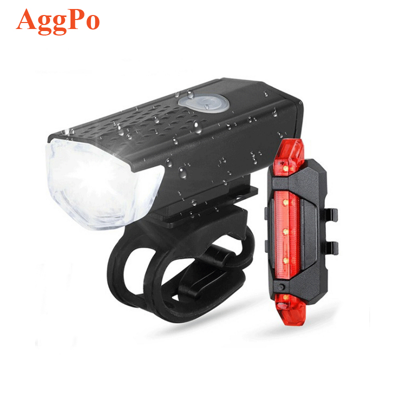 Комплект велосипедных светодиодных фонарей с зарядкой через USB, передняя и задняя фары для горного велосипеда, задний фонарь, водонепроницаемый велосипедный передний фонарь