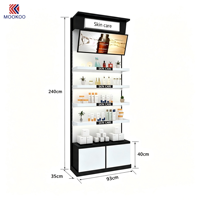 Étagère murale d'angle pour cosmétiques, cadre métallique, vitrine de présentation pour produits de soin de la peau avec écran numérique éclairé pour magasin de beauté