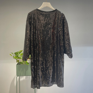 Love Sequin Dress Medium <strong>Long</strong> T-shirt Black <strong>White</strong> Fresh Sweet Loose 5/4 <strong>Sleeve</strong> <strong>Top</strong> - Product Image 6