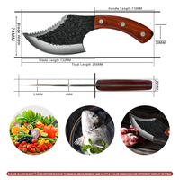 Couteau de boucher de cuisine de 5 pouces, couteau à désosser, hachoir à viande forgé à la main, couteau à découper la viande, couteau à abattre le poisson