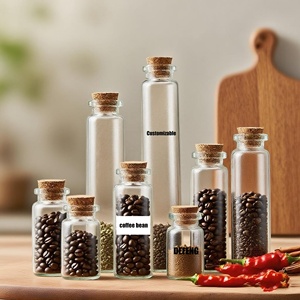 Stock sfuso piccola bottiglia di caramelle sale marino chicco di <span class=keywords><strong>caffè</strong></span> e spezie barattolo di vetro vuoto fiale di vetro con sughero - Product Image 1