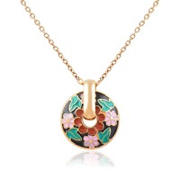 Juego de Joyería Floral de Acero Inoxidable Dorado con Esmalte, Collar con Colgante de Flor y Pendientes de Aro, Hipoalergénico, Regalo OEM