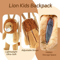 Sac à dos en peluche lion pour enfants, style dessin animé adorable, avec bandoulière réglable pour l'école et les sorties