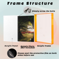 Cadre photo moderne en acrylique orange à bord plat, pour table ou mur, affichage de photos de famille, décoration murale, vente en gros