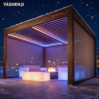 Grandes lampes LED modernes d'extérieur, pergola de toit réglable en aluminium, couverture de terrasse imperméable