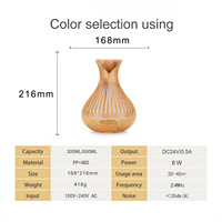Diffuseur d'huiles essentielles en bois ajouré effet grain de bois arc-en-ciel 0,5-1L pour studio de yoga