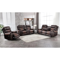 Ensemble de canapés électriques inclinables en cuir artificiel moderne et confortable avec fonction extensible, design unique pour salon, cadre en bois