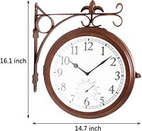 Feitoya — horloge murale Double face en métal, Station murale rétro Antique suspendue, avec thermomètre, décoration de luxe pour salon