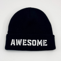 Bonnet tricoté personnalisé uni brodé avec revers, style streetwear, chaud pour l'hiver